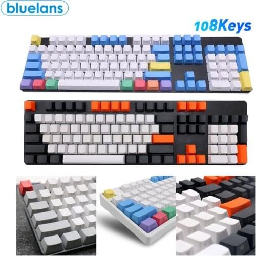 108Pcs/Set PBT Color Matching Key Cap Keycaps for Cherry MX/for Kailh/for Gateron/for PLU/for Outemu Switch Mechanical Keyboard