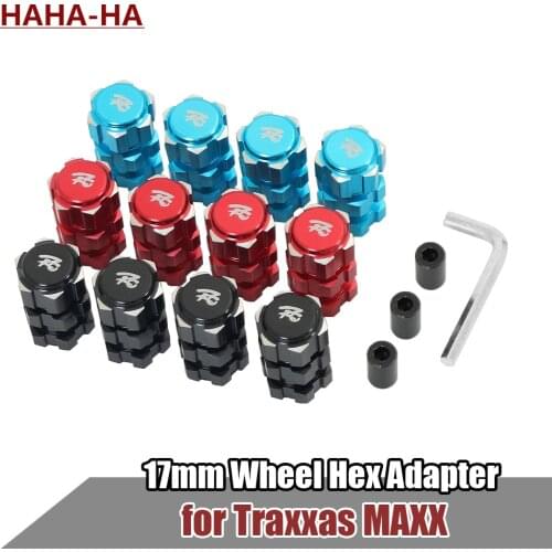 4Pcs Metal 17mm Hex Wheel Hubs Splined Coupler Adapter Wide for 1/10 RC Monster Truck Traxxas Maxx 89076-4 Upgrade Parts