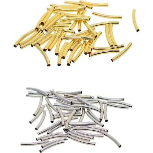 50Pc Smooth Curved Noodle Tube Beads Spacer Beads for DIY Jewelry