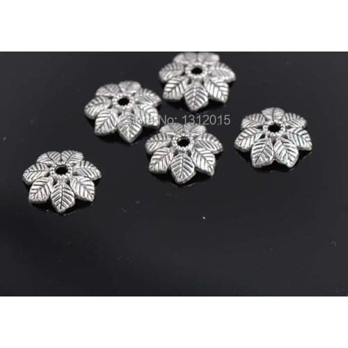 Free shipping! 50pcs Tibetan Antique StyleTone Small Flower Antique Silver Plated DIY Metal Spacer Beads Caps 15x4mm YTC0040