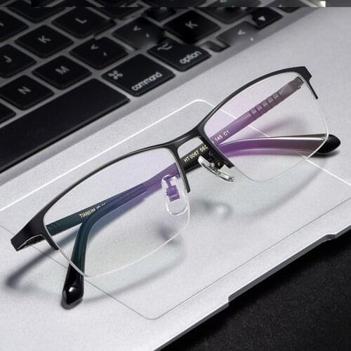 Brand Design Men Pure Titanium Glasses Frame IP Plating Optical Half Eyeglasses Oculos Myopia Multifocal Square Eyewear