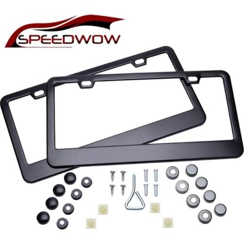 SPEEDWOW 2pcs License Plate Frame Tag Cover Holder With Screw Caps For Auto Truck Vehicles Only For American Canada Car