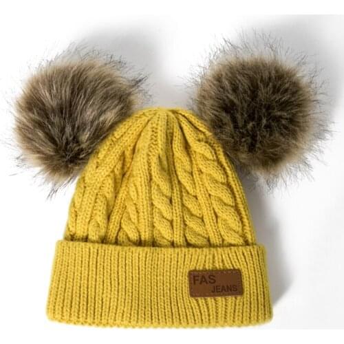 Baby Hat Pompon Winter Children Hat Knitted Cute Cap For Girls Boys Casual Solid Color Girls Hat Baby Beanies