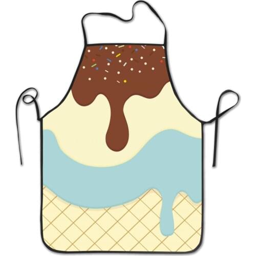 Ice Cream chocolate Apron Waffle Pattern Summer Dessert Print Kitchen Bib for Home Kitchen Cooking Waitress Chef Grill Unisex