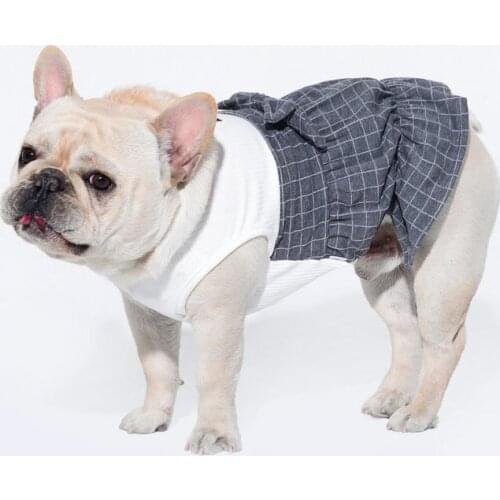 Frenchie Princess Dress Fashion Pet Dog Skirt French Bulldog Clothes Kawaii Plaid Bowknot Schnauzer Clothing Dogs Pets Costume