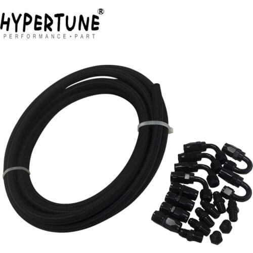 Hypertune - 6 AN Pros Lite Racing Hose Fuel Oil Line 350 PSI 5M + Hose End Adaptor KIT + NPT PLUG HT7312+SL10NPT-BK
