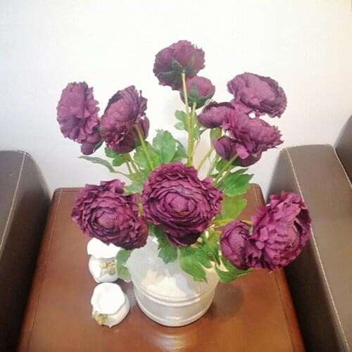 8pcs/set 2 heads Artificial Peony Tea Rose Flowers Camellia Silk Fake Flower flores for DIY Home Garden Wedding Decoration