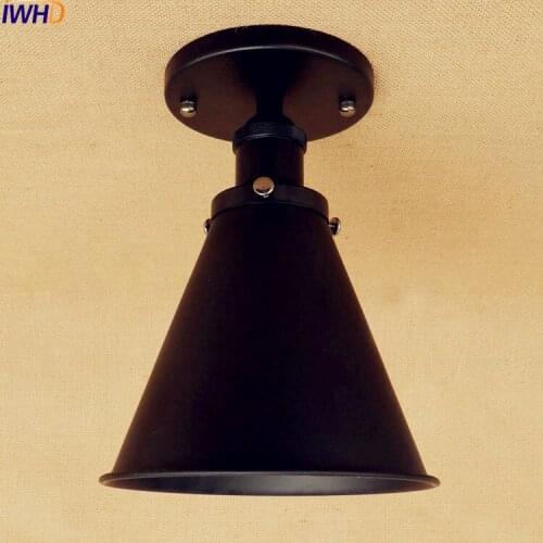 IWHD Iron Black LED Edison Ceiling Light Vintage Living Room Lights Industrial Ceiling Lamp Home Lighting Lamparas De Techo