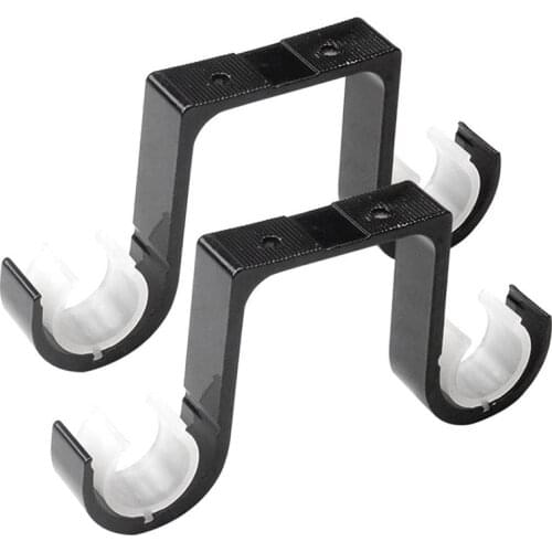 2Pcs Double Curtain Rod Brackets Ceiling Mount Supports Aluminum Alloy Black