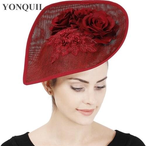 Marron Vintage Party Flower Hat Women Wedding Fasinator With Lace Show Race Headpiece With Hair Clip Gorgeous Chic Millinery