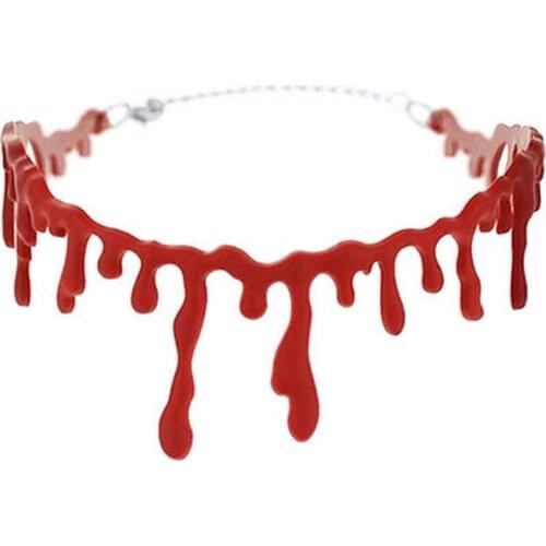 Red Blood Drip Necklace Halloween Bloody Choker Necklace Fun Joke Choker Scary Costumes Party Jewerly