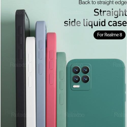 Square Liquid Silicone Case For OPPO Realme 8 4G Shockproof Soft Phone Back Cover Shell Narzo 30 30A GT NEO C21 C11 V13 Pro 5G