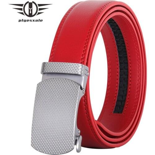 Plyesxale Mens Fashion 100% Genuine Leather Belts For Men High Quality Alloy Automatic Buckle Strap Male Jeans Cowboy B117
