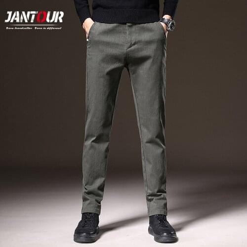2021 Mens Spring Autumn Fashion Business Casual Cotton Long Pants Suit Pants Male Elastic Straight Formal Trousers Size 38