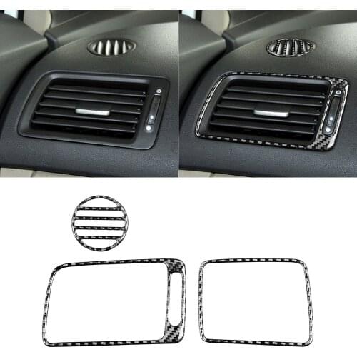 3pcs Auto Passenger Air Vent Trim Stickers for Honda Civic 8th Gen 06-11 Genuine Real Carbon Fiber Automotive Interior Stickers