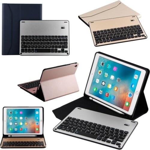 Separable Wireless Bluetooth Metal Leather Keyboard Pencil Holder Cover Funda Case For Apple iPad 9.7 2018/2017/Air/Air2/Pro 9.7