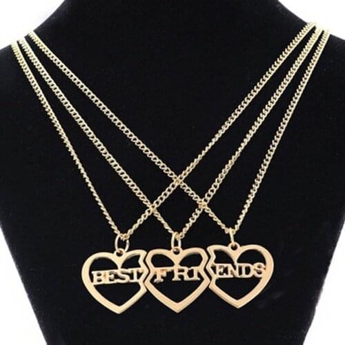 3 Pcs/set Trendy English Letters Pendant Chain Necklace Gold Color Charming Jewelry