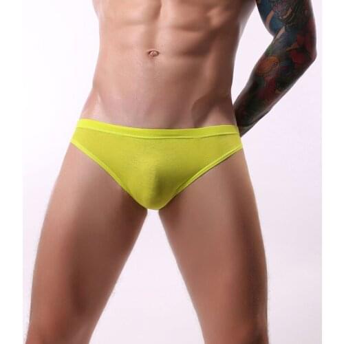 Sexy Men Cotton Seamless Underwear Transparent U Convex Pouch Briefs Breathable Thongs Low Rise Sexy Gay Wear Plus Size F6