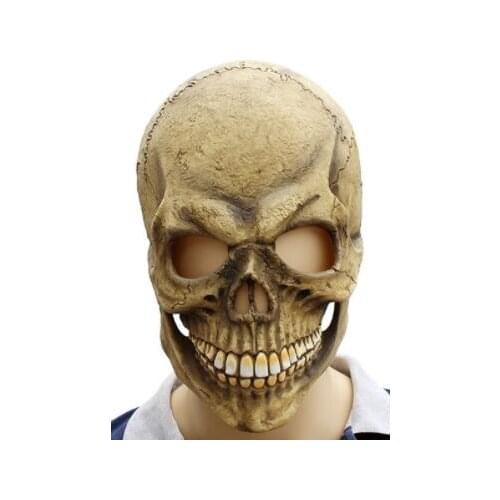Realistic Scary Skull Mask Full Head Latex Horror Ghost Halloween Party Mask Costume Cosplay Props Funny Adult One size