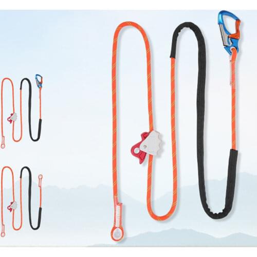 Outdoor Positioning Lanyard with Sturdy Rope Adjustable Restraint Harness Cord for Rock/Tree Climbing Working Fall Protection