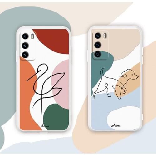 ASINA Original Liquid Silicone Case For Huawei P40 P30 Pro Cover Simple Animal Pattern Cover For P50 P20 Lite Funda Capa