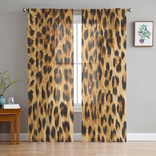 Wild Animald Leopard Window Treatment Tulle Modern Sheer Curtains for Kitchen Living Room the Bedroom Curtains Decoration