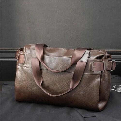 Large Capacity Men Travel Bags Fashion Handbags High Quality PU Leather Duffle Bag Business Bags Luggage Male Black Storage Bag