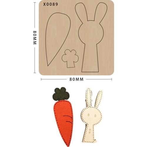 Hand-made Cut Leather Wood Mold Decoration Die Cut Scrapbooking Templat Carrot Bunny Hairpin Suitable For Big Shot Machines