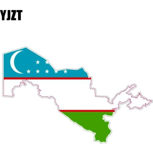 YJZT 14.4CM*9.2CM Uzbekistan Decorate Flag Map Decal Windows PVC Helmet Car Sticker 6-1202