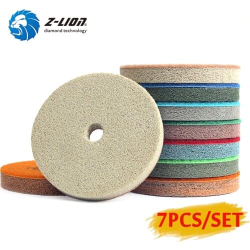 Z-Lion 4 Inch 7pcs/Set Sponge Marble 100mm Diamond Sponges For Polishing Wet Using Stone Buff Granite Marble Polishing Pads