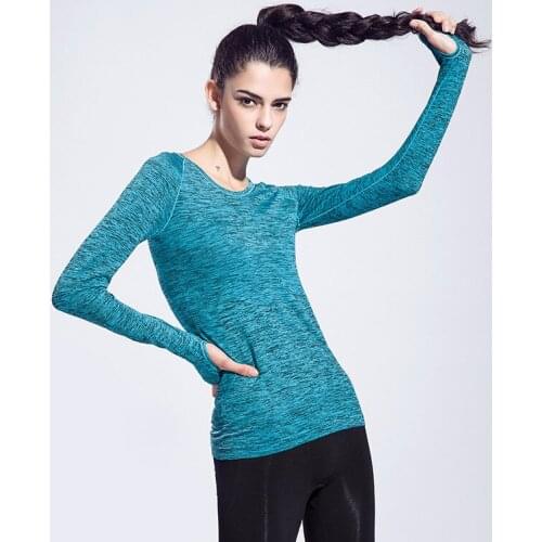 Womens Professional Yoga Shirt Fitness Sports Running Long Sleeve Shirts Quick-drying Slim Women Sports GYM Shirts Outdoor