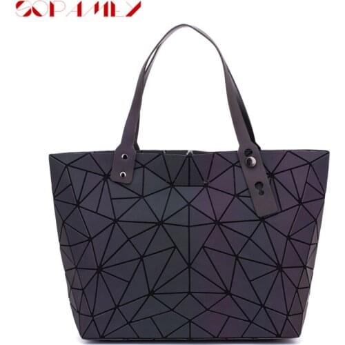 New Bao Bag Women Handbag Diamond Lattice Tote Shoulder Bags Quilted Luminous Sequins Plain Bag Ladies Folding Handbags bolso