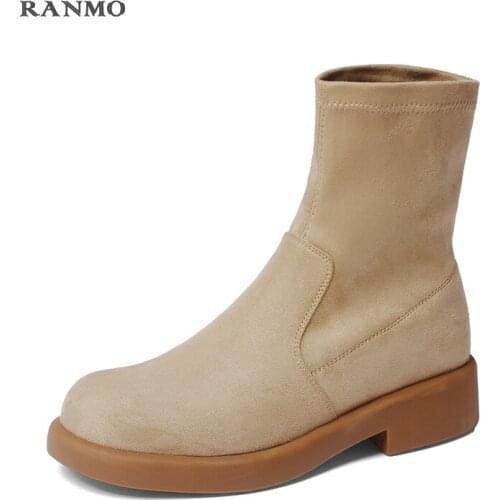 2021 Autumn and Winter Elastic Fabric Boots Womens Boots Round Head Platform Boots Warm Boots Fashion Boots Casual Comfort Shoes