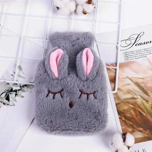 Winter Hot Water Bottle Bag With Knitted Soft Cozy Cover Rabbit Warm Heat Reusable Hand Warmer PVC Stress Pain Relief Therapy