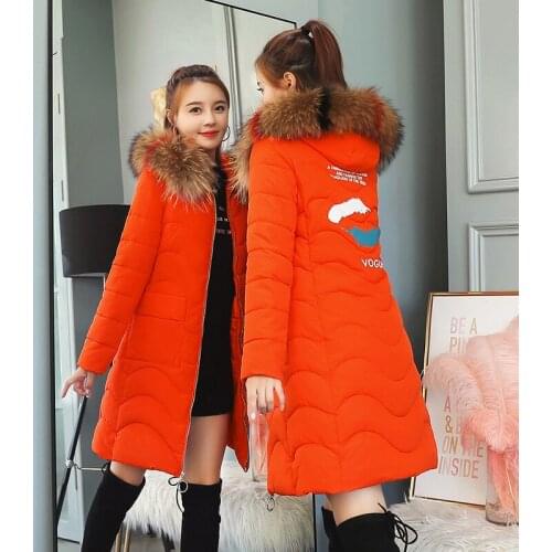 Winter Jacket Women Parka 2020 Long Down Cotton Coat Womens Jackets Korean Pink Womens Coats Fur Collar Parkas KJ714