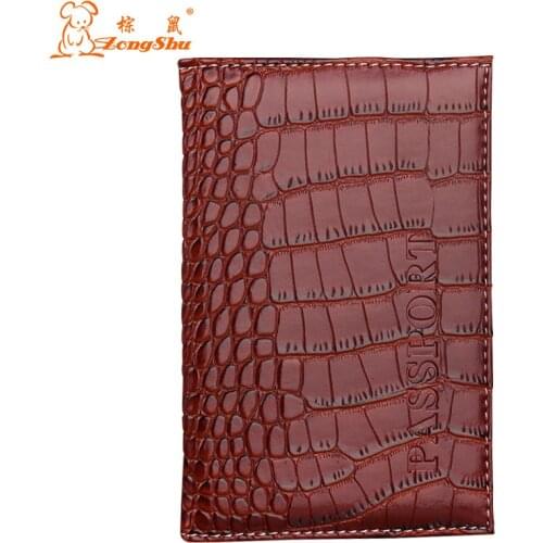 Zongshu New Arrived Candy Color Fashion Passport Cover Card Holder Unisex Travel Passport Holder crocodile grain passport case