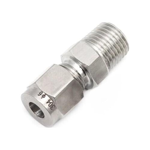 1PC 304 Stainless Steel Card Sleeve Type Pipe Joint ZG Male Thread 1/8" 1/4" 3/8" 1/2" 3mm-16mm Ferrule Tube Fitting Connection