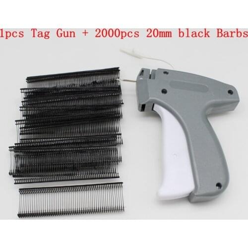 1pcs Plastic Price Label Tag Gun +2000pcs 20mm black Barbs Price Labeller Needles Machine Set Tool Price Hanging Tag Tools