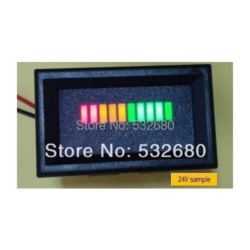 10-Bar LED Digital 24V Battery Discharge Status Indicator for Golf Cart, Electric Vehicle,Solar system