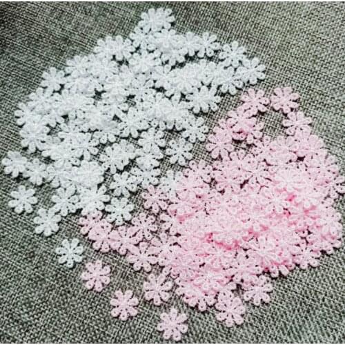 100 Pieces Cute Flower White Pink Flower Lace Applique Neckline Patches Lace Fabric Embroidery Sewing Craft Supplie Accessories