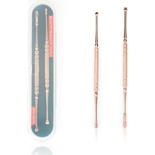 2PCS/Set Ear Pick Earwax Removal Kit Rose Gold Ear Cleansing Tool Set, Ear Curette Ear Wax Remover Tool with Storage Box