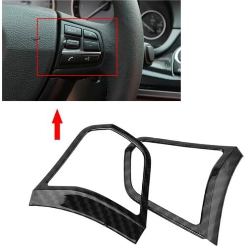 2pcs Car Styling Interior Steering Wheel Button Cover Trim Frame Carbon Fiber for BMW 5 Series F10 2011 2012 2013 2014 2015 2016