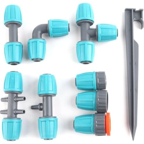 2pcs H-Quality 16mm PE Pipe Connector Thread Locked Garden Water Connectors Micro Irrigation System Kits Tube Line Fittings