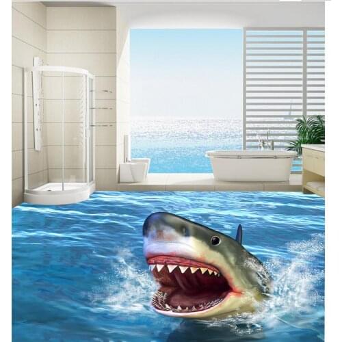 Dolphin 3D wallpaper floor for living room Floor wallpaper 3d for bathrooms Home Decoration PVC waterproof floor