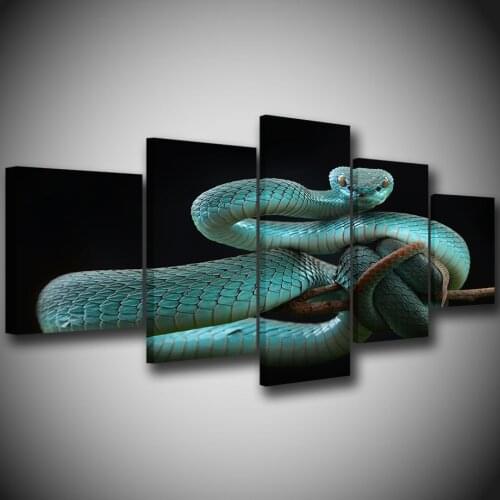 5 panel template painting picture blue snake poster hd canvas canvas art painting living room wall decoration picture