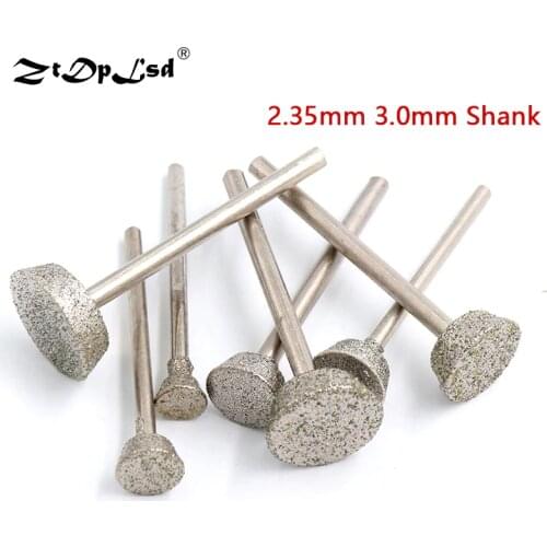 1Pcs Diamond Grinding Head Burrs Grind Inverted Trapezoid Stone Jade Engraving Carving Peeled Rotary Tools Burs Mini Drill Bit