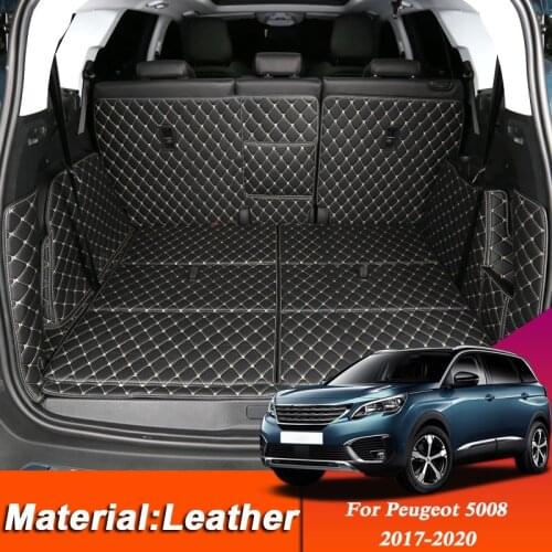 Car Styling Custom Rear Trunk Mat For Peugeot 5008 2017-2020 Leather Waterproof Auto Cargo Liner Pad Internal Accessory