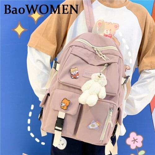 BaoWomen New Nylon Women School Backpacks Anti Theft USB Charge Backpack Youth Lady Bag Female Large Capacity Waterproof Bags