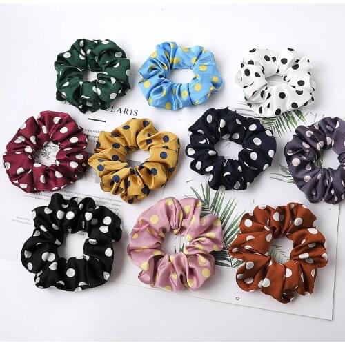 Free shipping Fashion womens basic Solid color Dots Elastic Hairbands College style hair Scrunchies girls Hair Accessories
