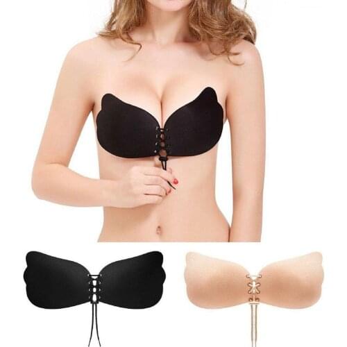 Women Self Adhesive Strapless Bandage Underwear Sexy Backless Firm Bra Sticky Gel Silicone Push Up Women Underwear Invisible Bra